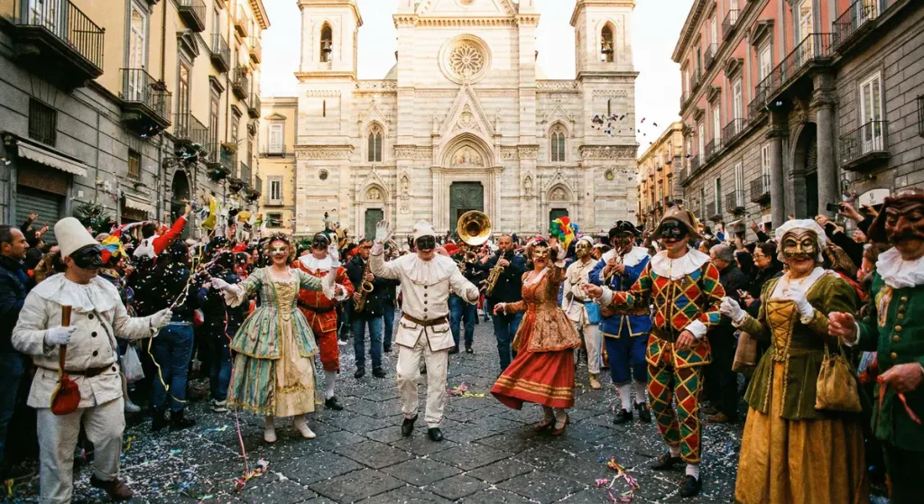 Neapolitan Carnival masks all the people